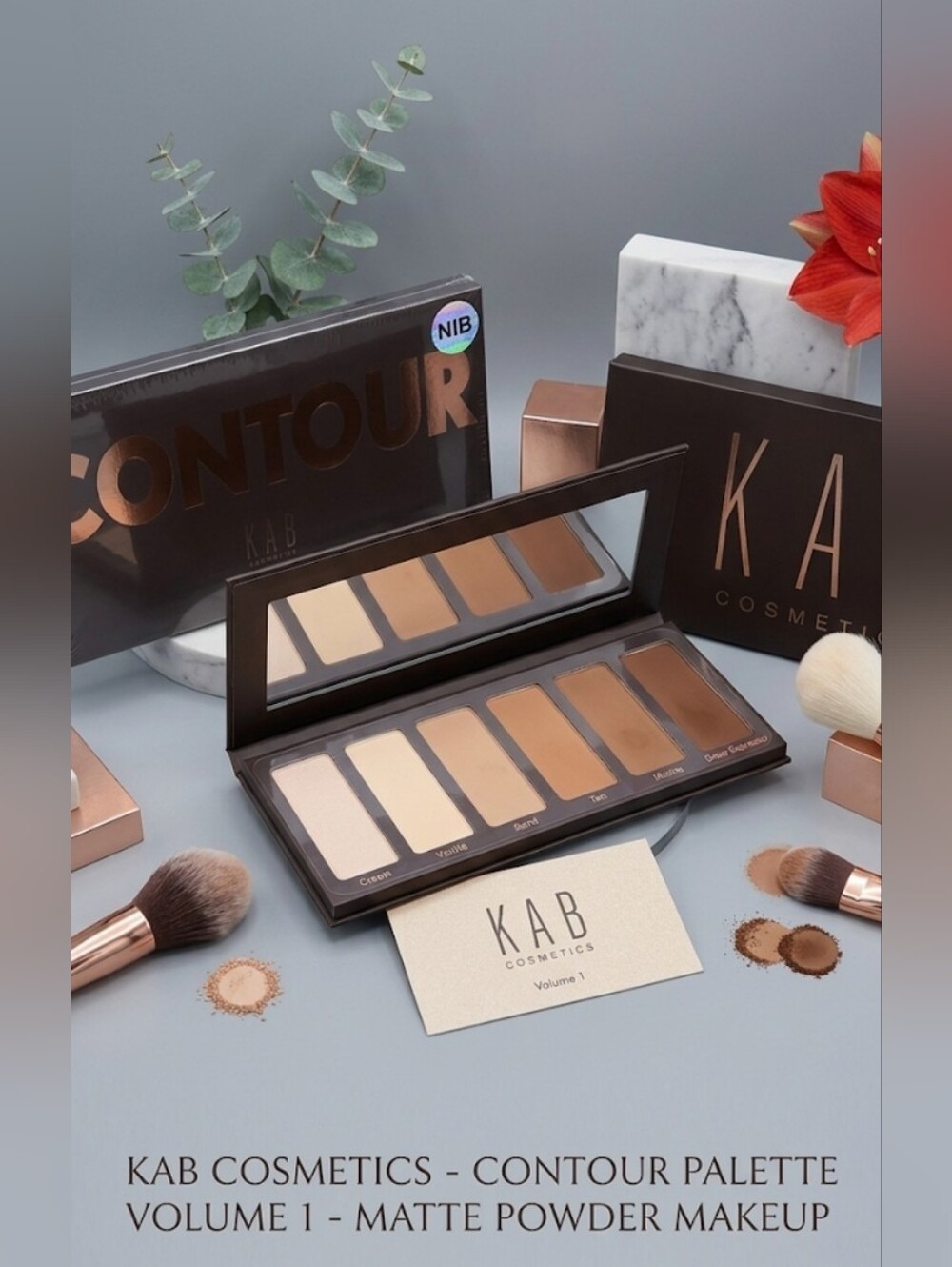 NIB KAB Cosmetics Contour Palette Volume 1 Matte Powder Makeup 8 Shades